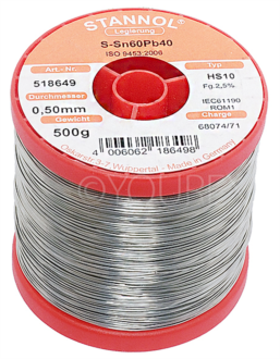HS10 - Lödtenn 0.5mm , 500gr, 60/40 - Stannol - Förbrukningsmaterial