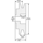 Remskiva 17x108 - 16mm belt