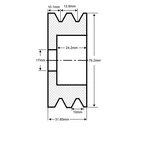 Remskiva 2V, 17x76 9.5mm rem