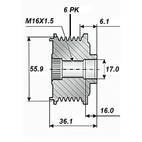 Frigångsrems.17x56x37,6, 6sp