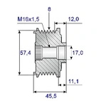 Frigångsrems.17x57, 8sp