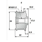Frigångsrems.17x54, 6 spår