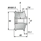 Frigångsrems.17x50, 8sp