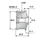 Frigångsrems.17x50x43,4, 8sp