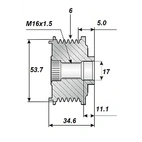 Frigångsrems.17x53.7, 6 spår