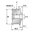 Frigångsrems.17x54, 5 spår
