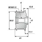 Frigångsrems.17x55, 6 spår