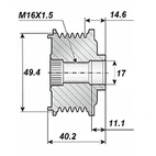 Frigångsrems.17x49, 6 spår
