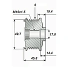 Frigångsrems.17x50/55x45, 6sp