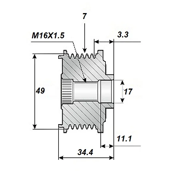 Frigångsrems.17x49, 7 spår