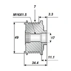 Frigångsrems.17x49, 7 spår