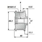 Frigångsrems.17x49, 6sp