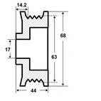 Remskiva 17x63 mm, 8 spår