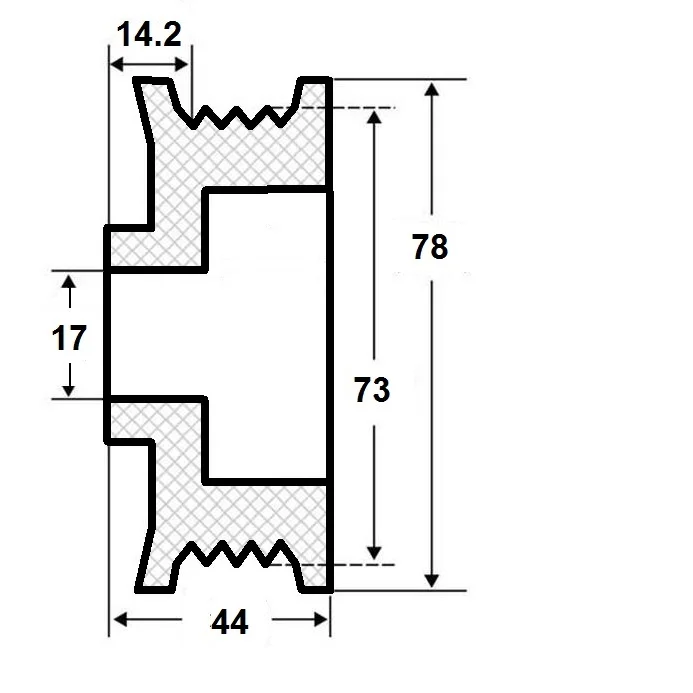 Remskiva 17X73mm, 8spår