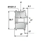 Frigångsrems.17x60x36,5, 6sp