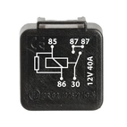 Minirelä 12V-40A,4 stift,w/Res