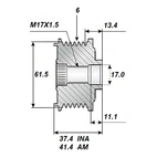 Frigångsrems.17x61,5x37,2, 6sp
