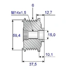 Frigångsrems.15x59mm, 6sp