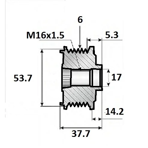 Frigångsremskiva Ford 6spår